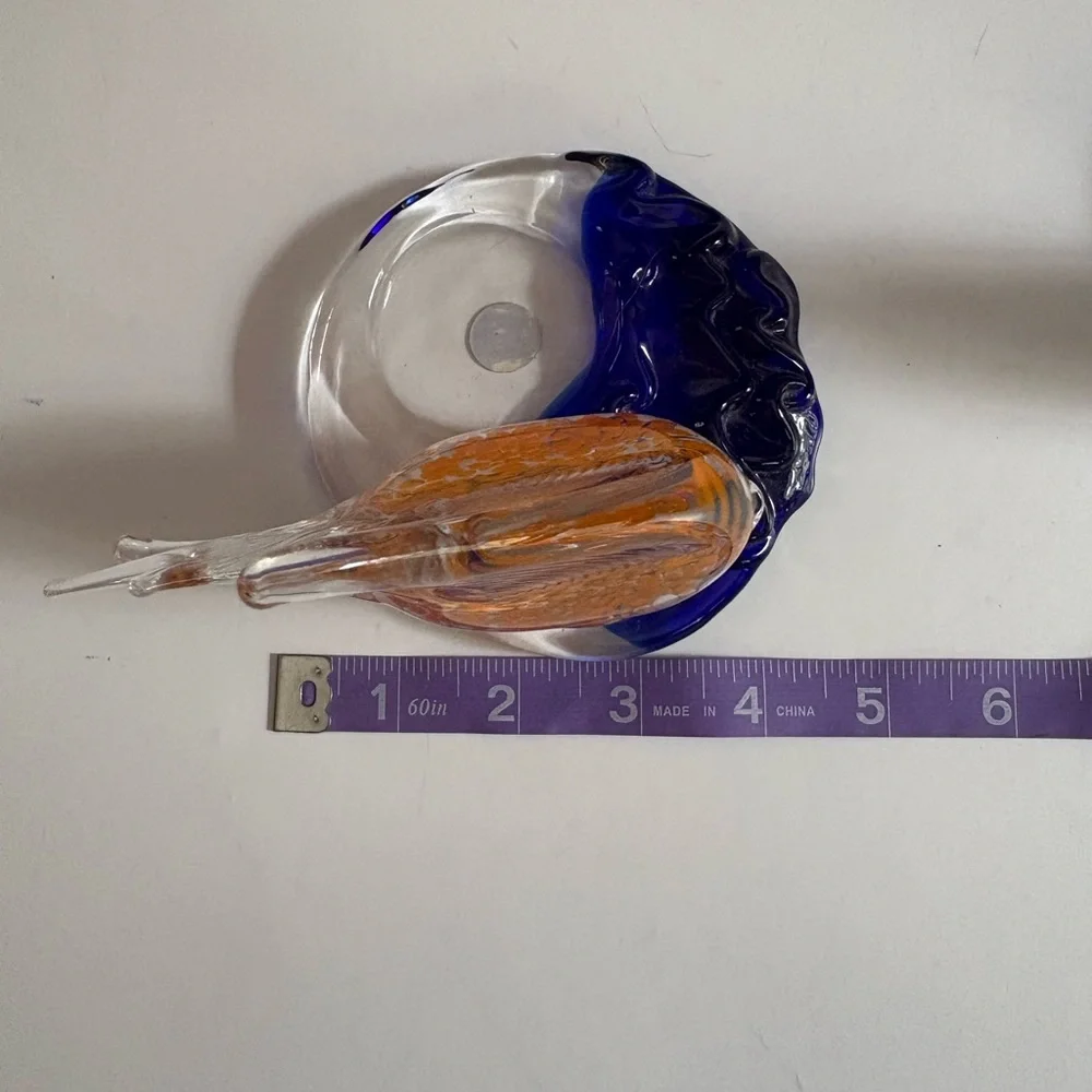 PartyLite Riviera Art Glass Angel Fish Tealight Candle Holder Orange Blue 3 - Picture 12 of 13